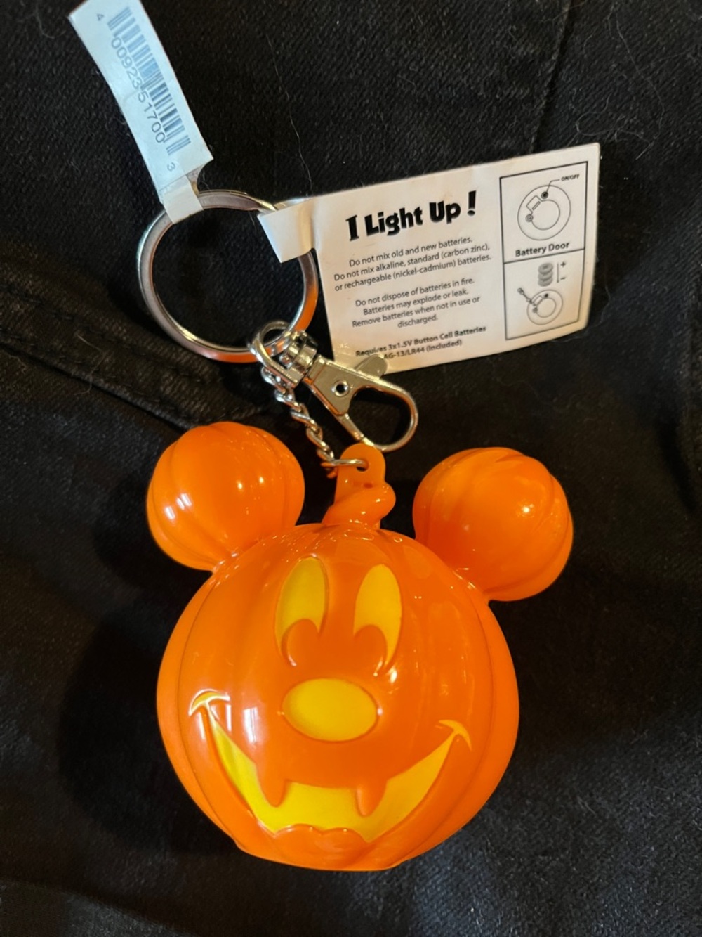 Disney Orange Mickey Pumpkin Light-Up Keychain